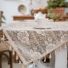 Bohemian Chic Crochet Lace Tablecloth, Farmhouse Style Vintage Hollow-Out Design Beige/Brown, Perfect for Kitchen Dining, Buffet Table, Holiday Dinner