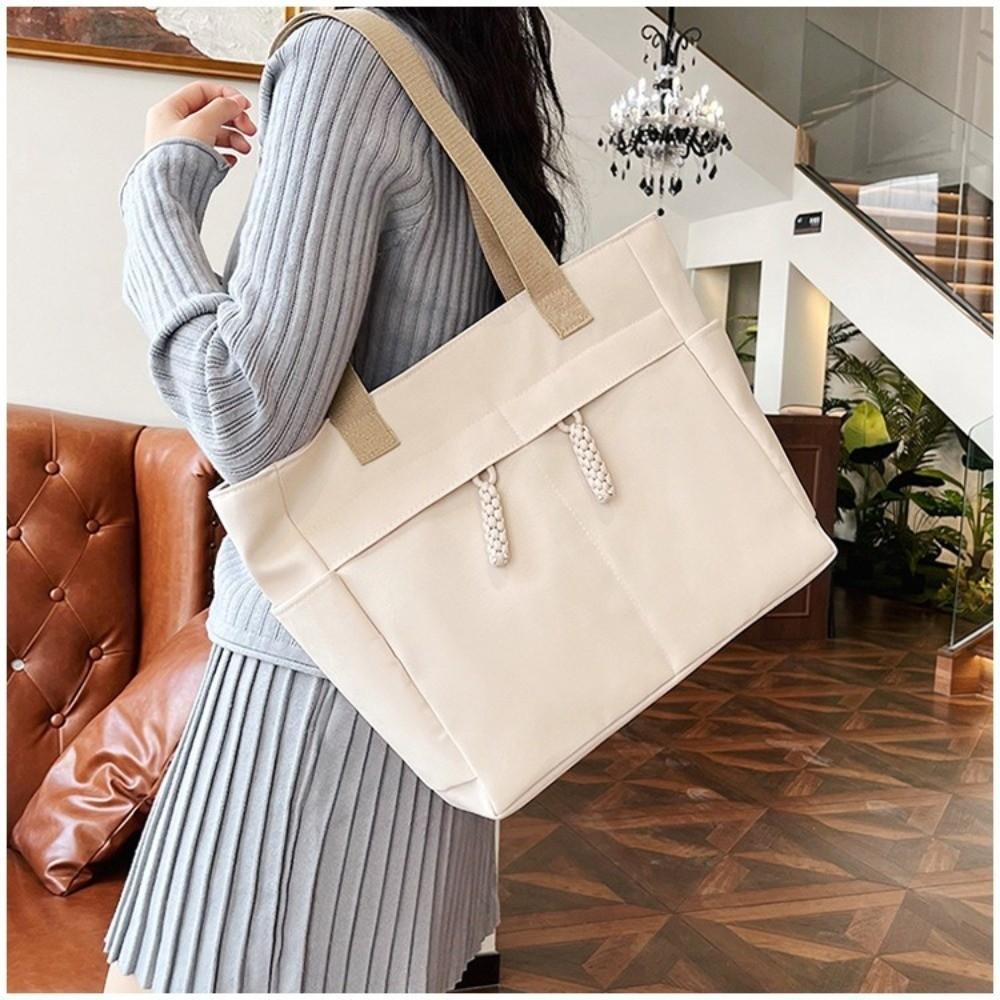 Japanese Style Simple Handbag Multi Pocket Shoulder Bag Simple Canvas Tote Bag Shopping