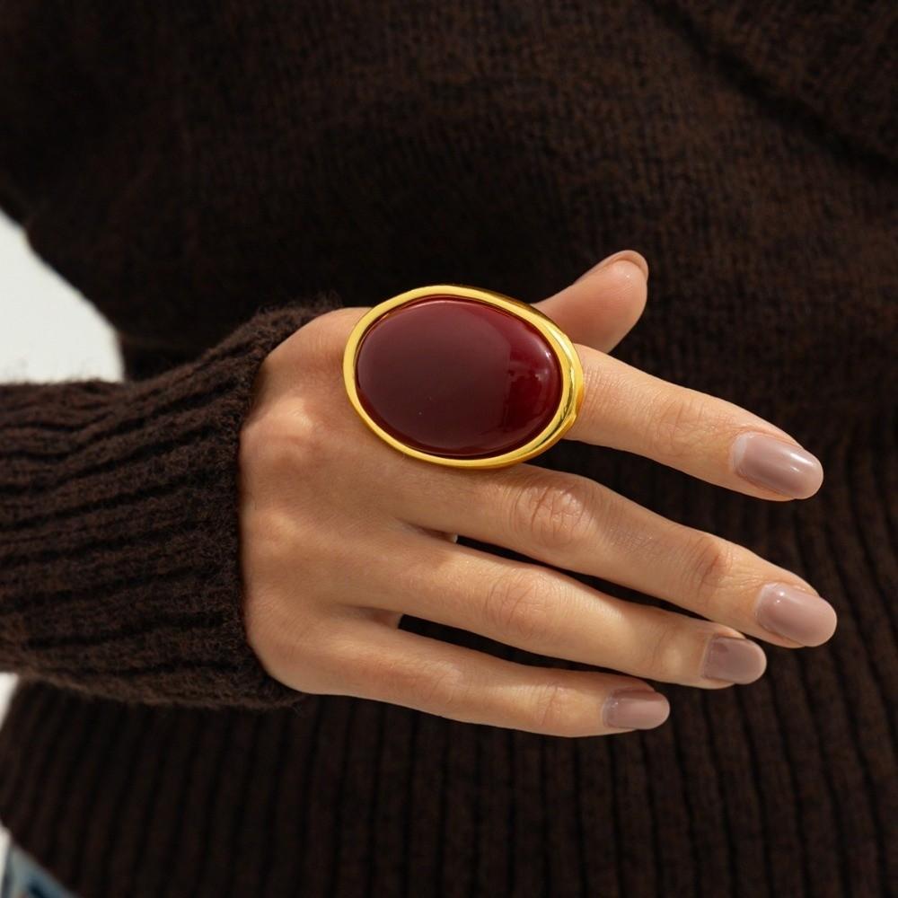 High-end Jewelry Resin Oval Earrings Elegant Style Light Luxury Retro Earrings Party