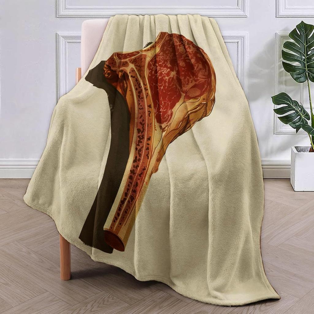 Steak Blanket Gifts for Kids Adults Women Girls Soft Warm Lightweight Cozy Plush Beaf Meat Foods Throw Blankets for Bedroom Livi