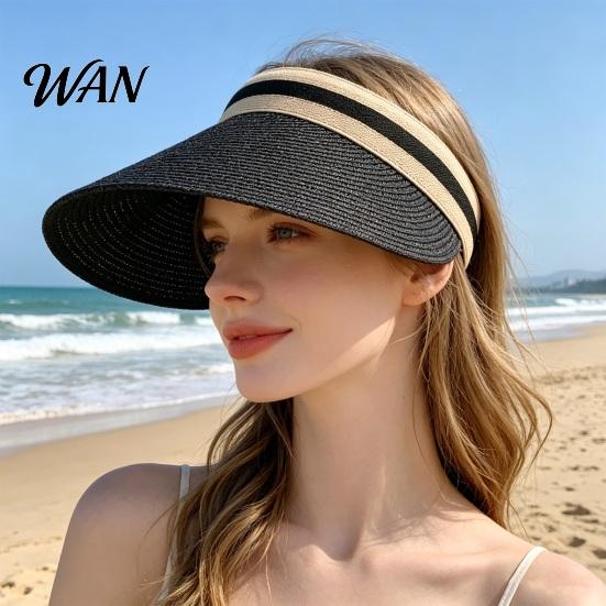 Straw Sun Hat Summer Foldable Hat, Breathable Braided Portable UV Protection for Beach Travel Hiking Headwear