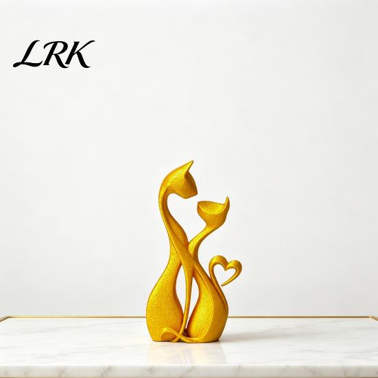 Художественная фигурка кошки, 3D-печатная скульптура пары, Абстрактная двойная фигурка, Минималистичная статуэтка для рабочего стола, Современное украшение для стола, Эстетичное