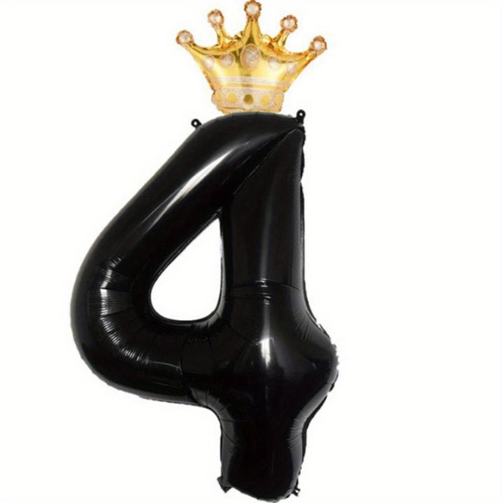 2pcs Black 0-9 & Crown Balloons for All Occasions - Party/Home Deco