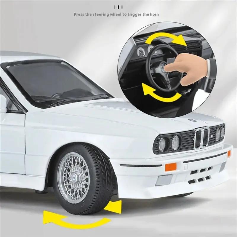 AAAOO1 1:24 1988 BMW M3 E30 Alloy Sports Car Model Diecasts Metal Classic Car Vehicles Model Simulation Sound and Light Kids Toys Gifts