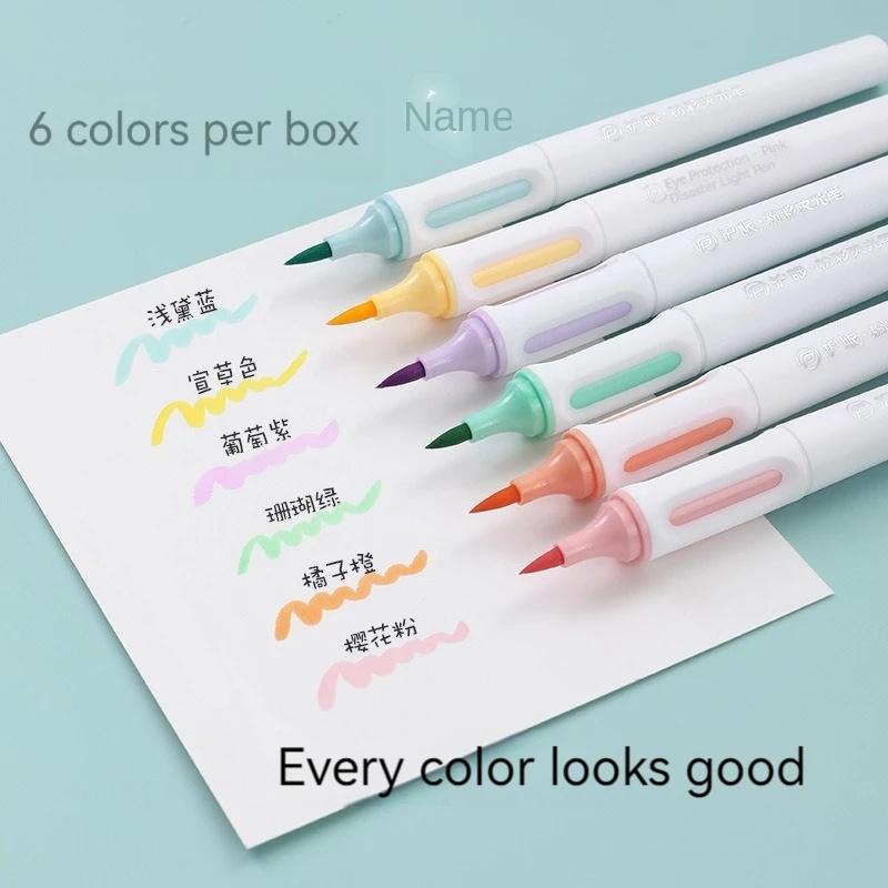 Набор пастельных хайлайтеров 6 цветов, маркеры-хайлайтеры, маркеры для рисования, японские очаровательные кавайные канцелярские товары