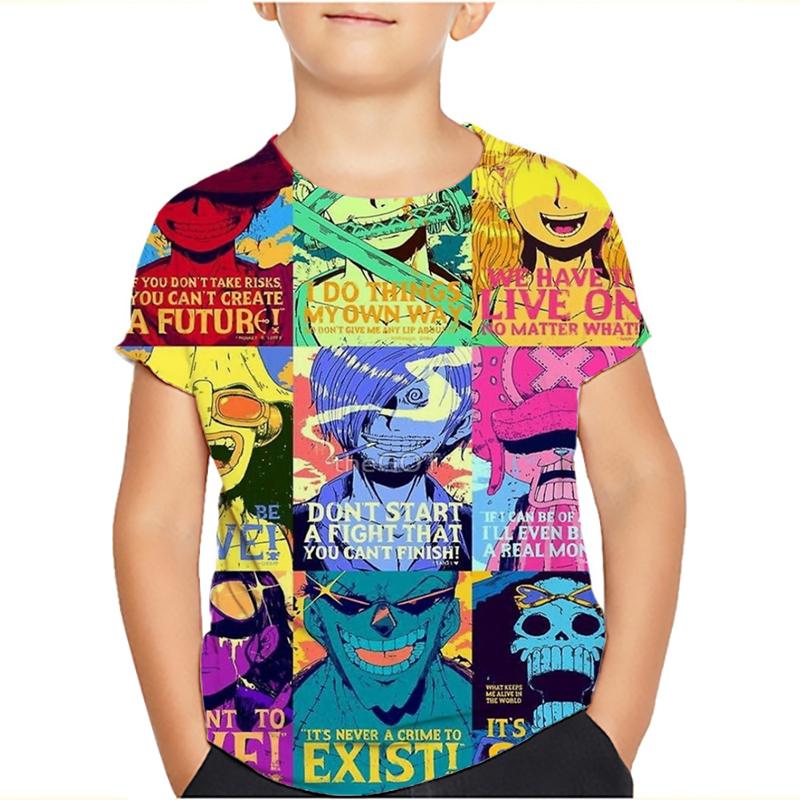 One Piece Luffy футболка Four Emperors короткий рукав Zoro Sanji Chopper Ace Law футболка детская одежда модные костюмы для детей топ
