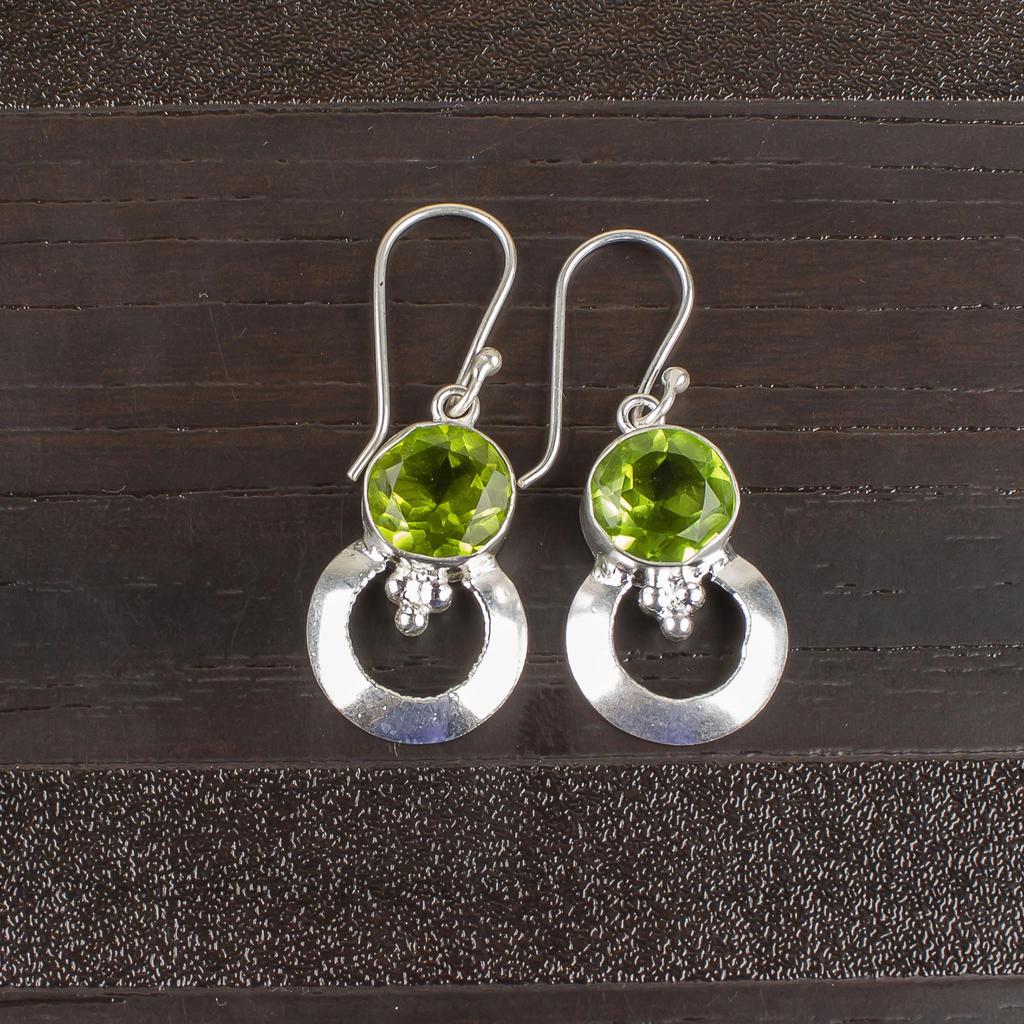 Серьги с драгоценными камнями из перидота, серьги из чистого серебра 925 пробы, серьги ручной работы с камнями по месяцу рождения, подарок для него