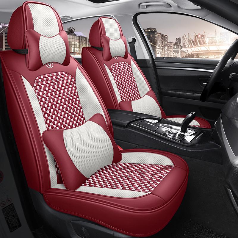 Ice Silk Breathable Leather Car Seat Cushion - Universal Fit, All-Season, Fully Surrounding Design