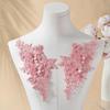 1 Pair Multicolor Flower Patches Applique Cutout Pearls 3D Rhinestone Embroidery Lace Fabric Patch Dress DIY Sewing Wedding Applique Accessories