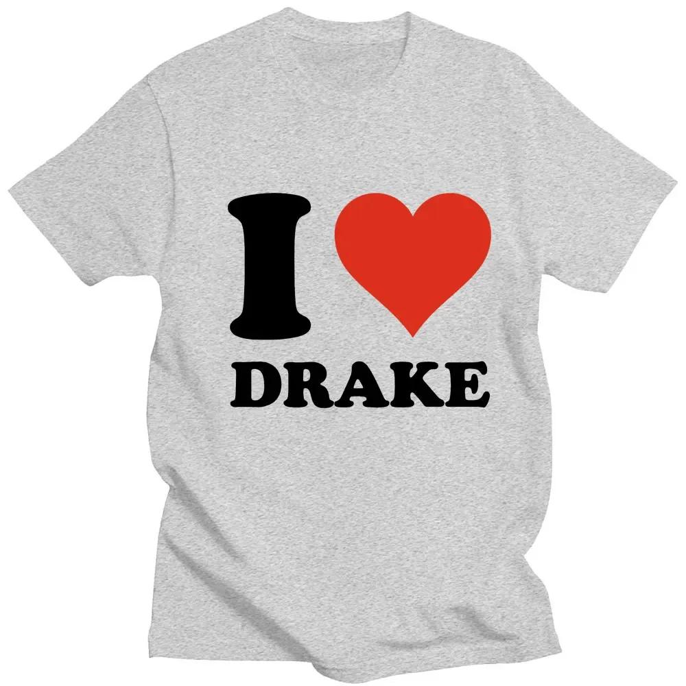 Футболки с принтом «I Love Drake Graphics» из хлопка унисекс для женщин в стиле хип-хоп с коротким рукавом, свободные футболки унисекс в стиле Харадзюку, топы, одежда