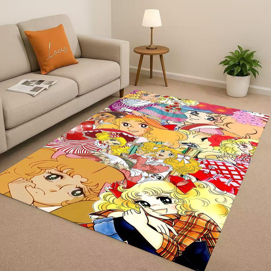 Retro Candy Candy Sweet Girl Cartoon Room Non-Slip Area Rug Soft Carpet for Bedroom Playroom Sofa,Easy Clean Home Decor Doormat