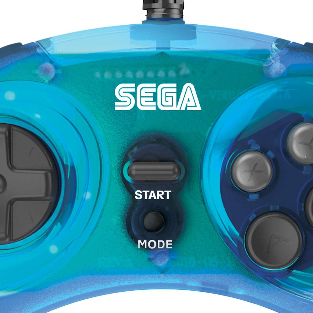SEGA Mega Drive 8 Button Arcade USB Pad Clear Blue Retri-bit