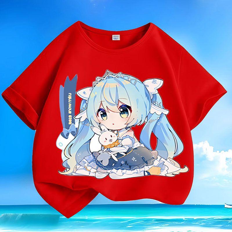 Милые топы Hatsune Miku для детей, свободные топы для мальчиков и девочек лето