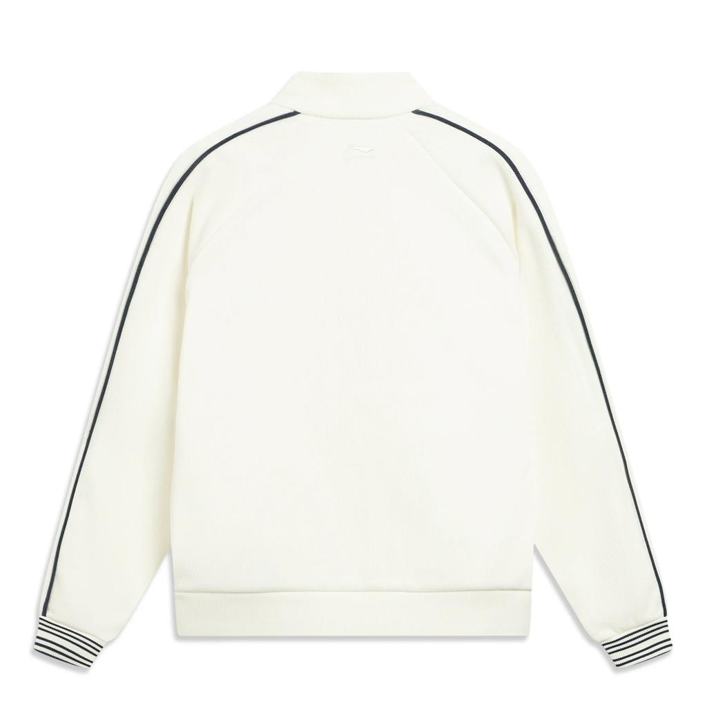 Li-Ning Sports Lifestyle Series Stand Collar Zipper Letter Color Block Striped Sweatshirt Women Sweatshirt AWDV994-1