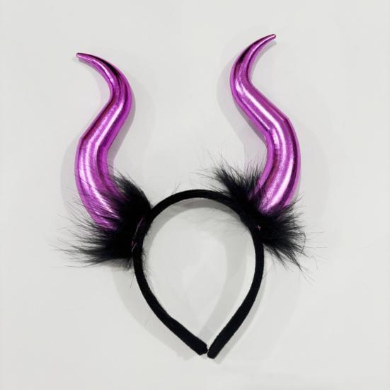 Halloween Devil Horns Plush Headband Cosplay Gothic Hair Hoop Dress Up Accessories Party Outfits Headband