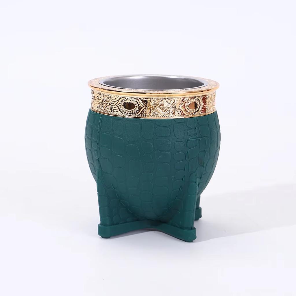 1Pc Stainless Steel Double-layer Paraguay Water Cup With Straw Turtle Shell Texture Eggshell Cup Leather Texture Eggshell Cup