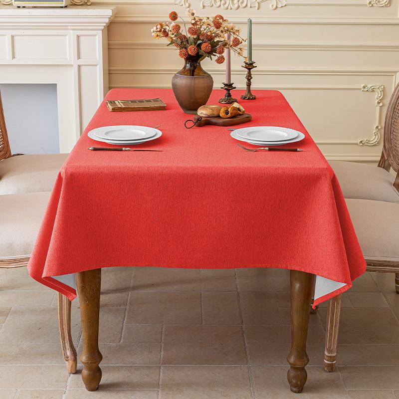 Cotton and Linen Three-proof Tablecloth Waterproof and Dustproof Solid Color Rectangular Tablecloth Coffee Dining Table Cloth