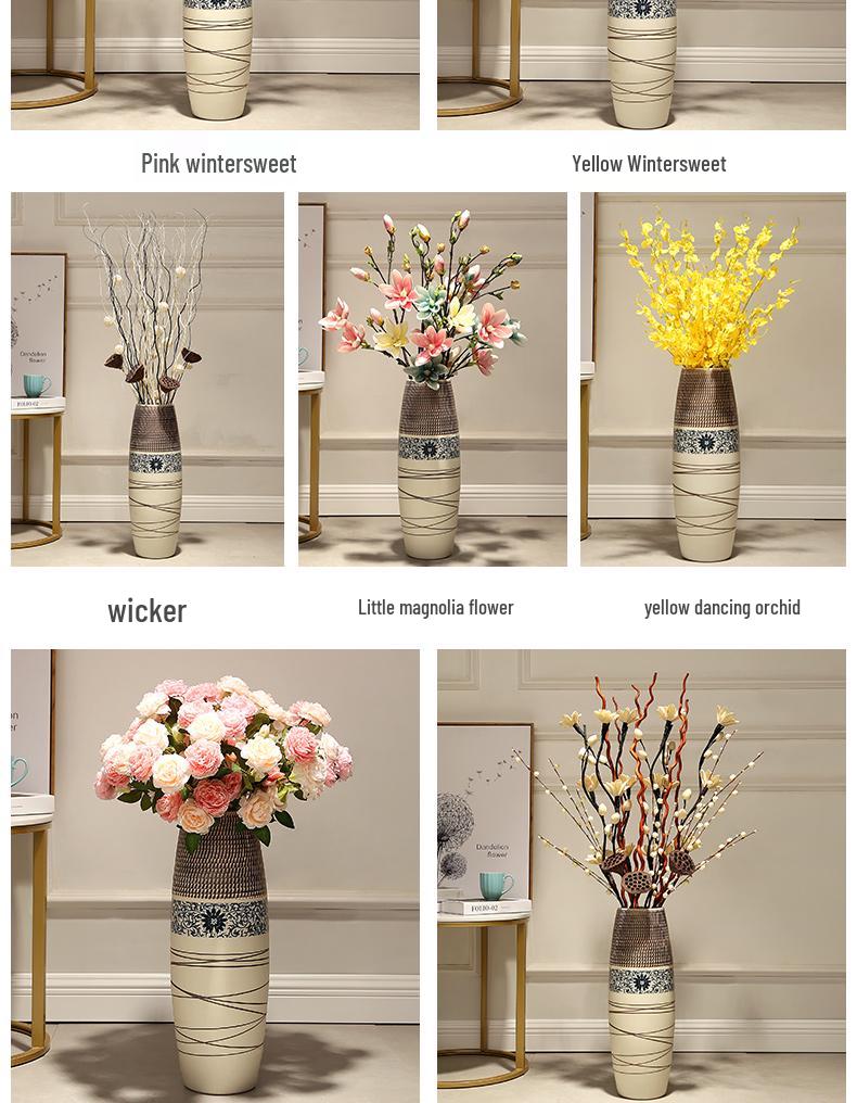 Большая европейско-китайская керамическая напольная ваза для дома и гостиной, цветочный декор