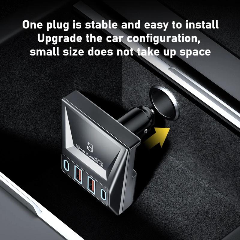 Expansion Dock For Tesla Model 3 Highland Car Cigarette Lighter Fast Charge Center Control Bottom Hidden Charger Car Accessories