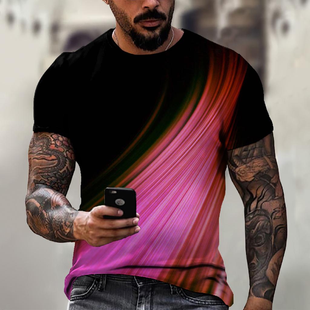 Men'S T-Shirt Short Sleeve Printed Summer Round Neck Top Trend Casual Sweatshirt