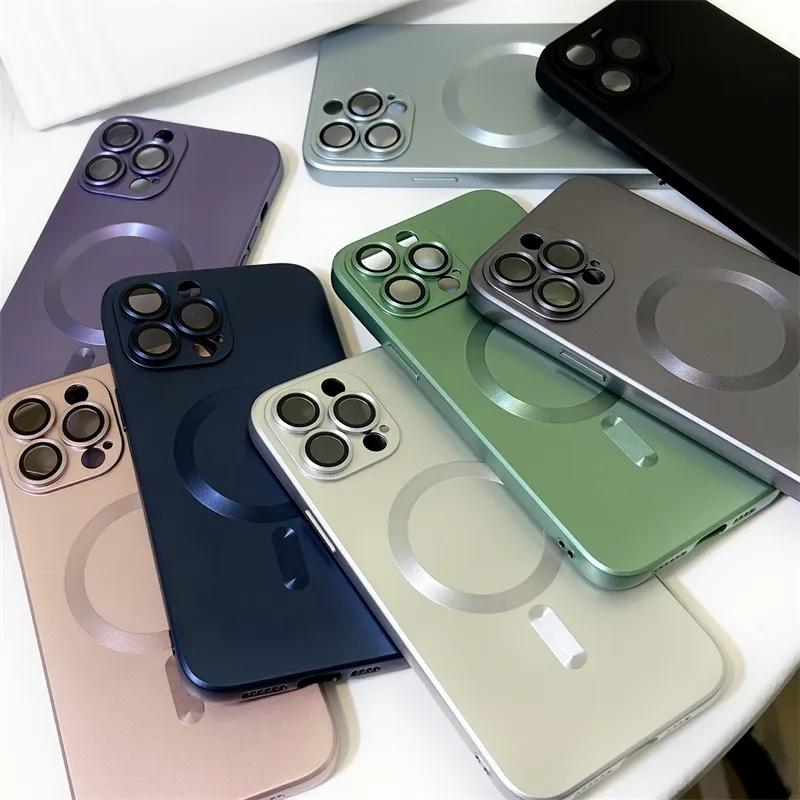 Роскошный матовый магнитный чехол MagSafe для iPhone 15 13 14 12 11 Pro Max Plus, мягкий силиконовый чехол с беспроводной зарядкой, аксессуары