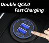 12V-24V Car Cigarette Lighter Socket Dual QC3.0 Charge USB Blue Light Waterproof