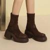 Мода Rimocy 2024 Зима Новые однотонные ботильоны Тренд Металлическая пряжка Массивная платформа Готические ботинки Женщина Толстая подошва Женские короткие ботинки