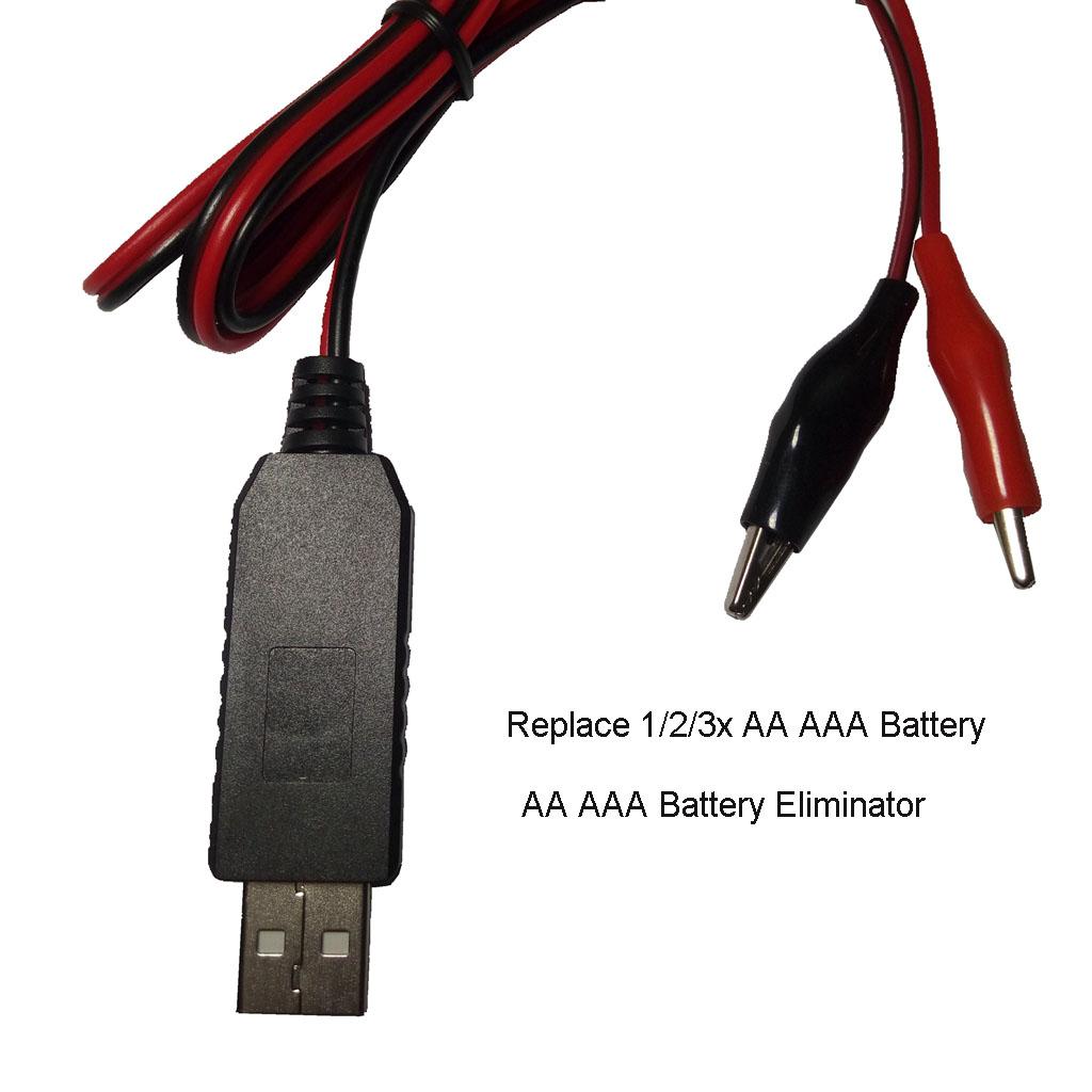 Устранитель батареек AA AAA USB 5V на 1.5V/3V4.5V Понижающий зажим Кабель-преобразователь устранителя батареек Для часов Пульта ДУ