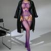 Purple Charm Lingerie Sexy Perspective One-piece Suspender Temptation Backless Hollow Mesh Coat