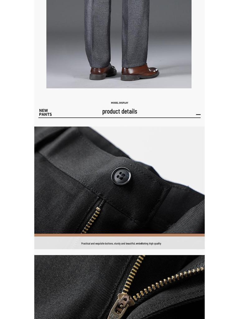 Мужские деловые повседневные брюки с высокой посадкой и прямыми штанинами – Эластичные, мягкие, приятные к коже, брюки свободного кроя для осени