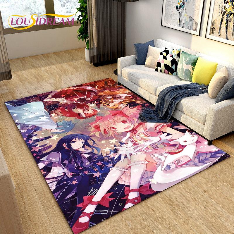 Puella magi madoka Magica Коврик с рисунком из мультфильма, Коврик для гостиной, спальни, дивана, коврик для украшения, детский нескользящий напольный коврик