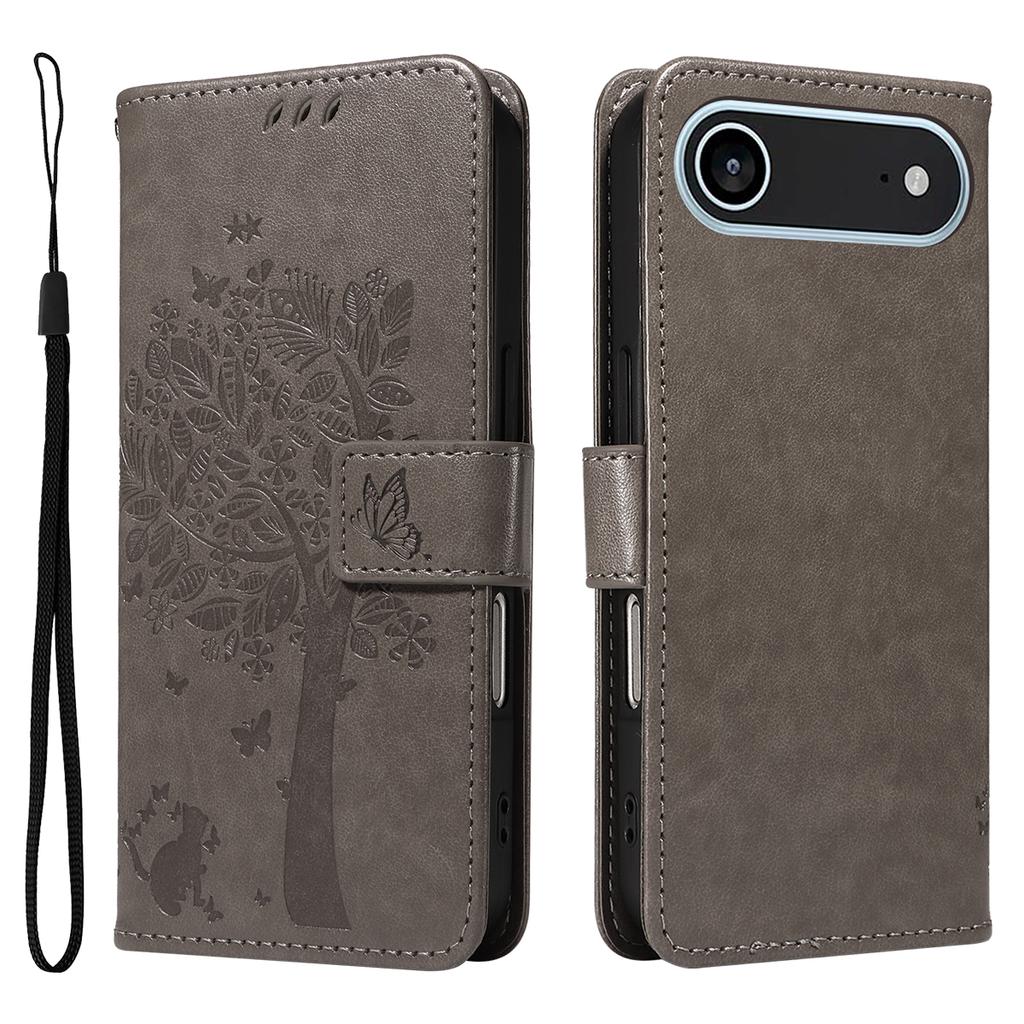 For iPhone 17 Air Phone Case with Stand Cat Tree Pattern Leather Wallet Mobile Cover