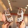 Girls Half Sandals Spring Summer Shoes Toddlers Little Children Shoes Cut-outs Dots with Bowtie Bow-knot On The Back Sweet