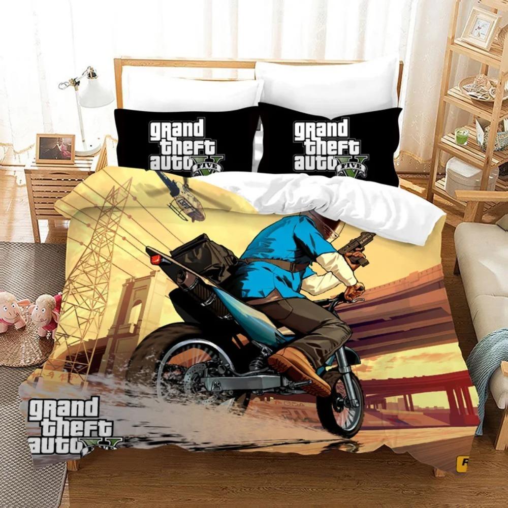 Пододеяльник Grand Theft AutoGame Подарок на день рождения для детей с молнией Декор комнаты для подростков взрослых Пододеяльник из микрофибры
