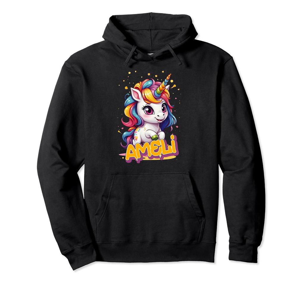 AMELI - Adorable girl name with beautiful unicorn hoodie