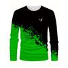 Spring Autumn Grandient Print Men Clothes Fashion Long Sleeve Round Neck Casual T Shirt Men Sport 3D Digital Print Street Style Sport Tops