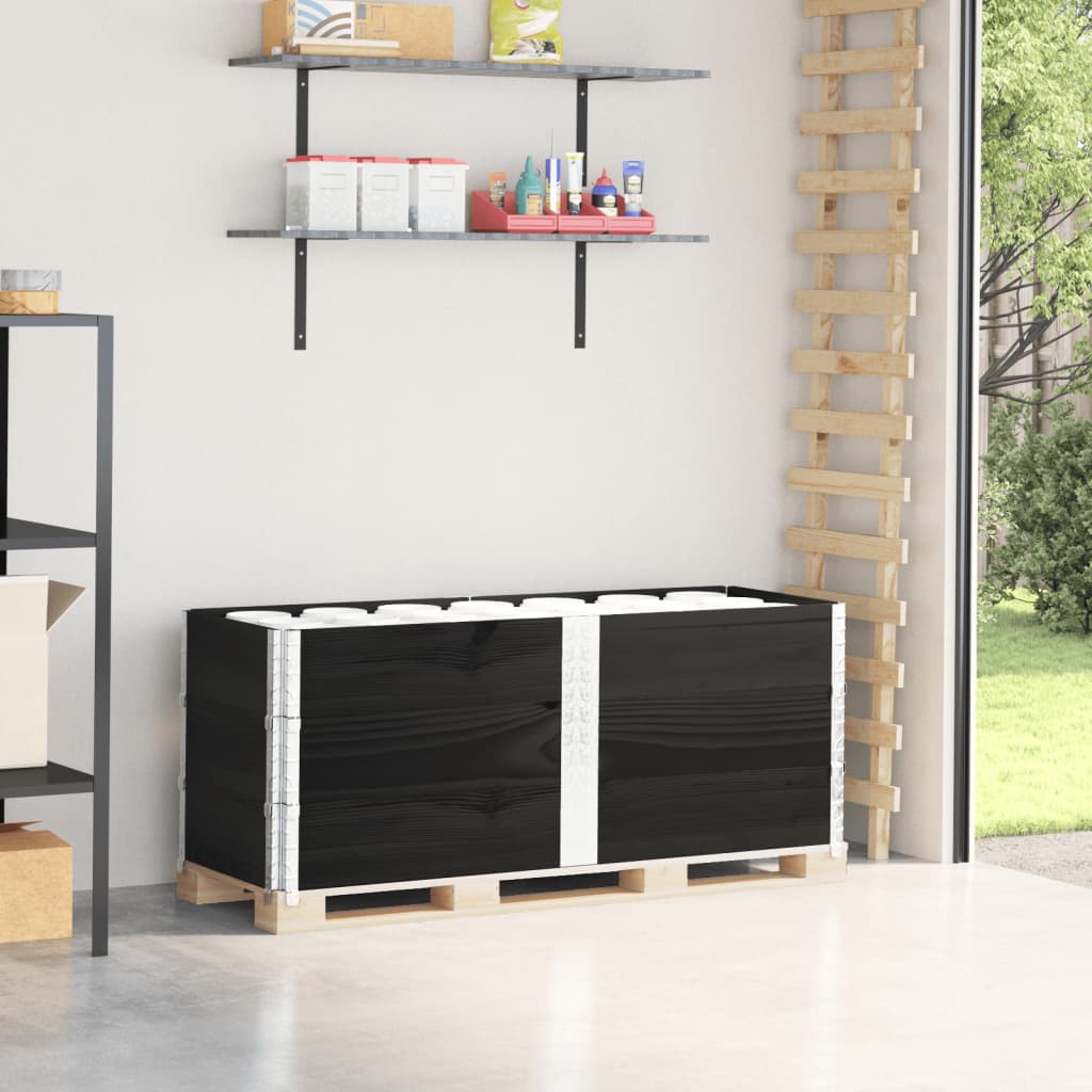 Pallet Top Frame Set 3 pcs Black 150 x 50 cm Solid Pine Wood