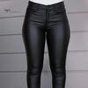 Леггинсы из искусственной кожи на пуговицах и молнии, женские брюки средней посадки с карманами, однотонные облегающие брюки небольшого кроя, брюки-карандаш