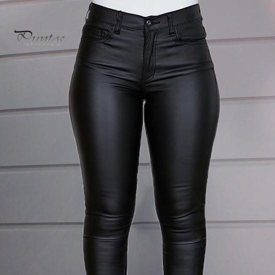 Леггинсы из искусственной кожи на пуговицах и молнии, женские брюки средней посадки с карманами, однотонные облегающие брюки небольшого кроя, брюки-карандаш