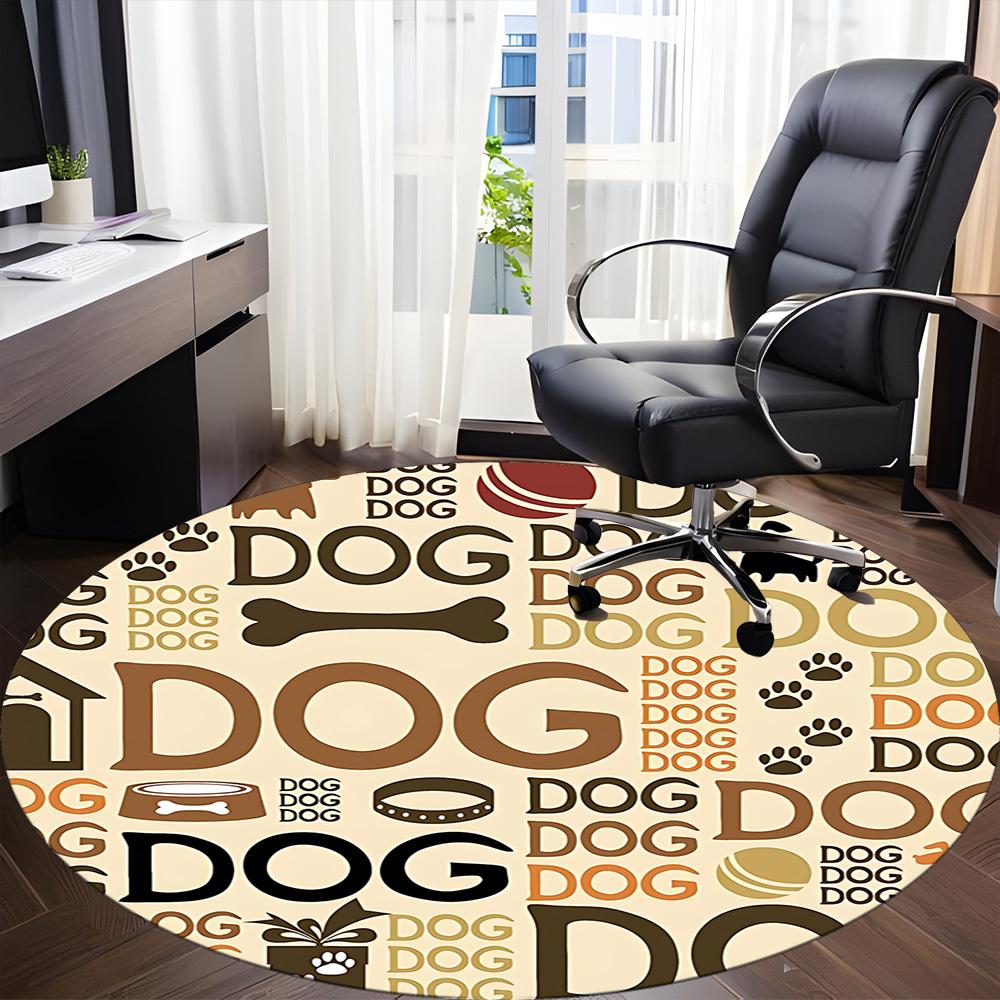 1pc Doggy Office Round Rug, Non-slip, Soft and Durable Office Rug for Interior Decoration, Perfect for Office, Beautiful Decoration yy260323065