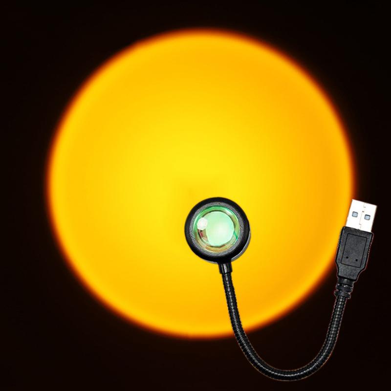 Sunset Light USB Projector Lamp Rainbow 7 Colors Projection Lamp Background Atmosphere Light for Living Room Bedroom Decor