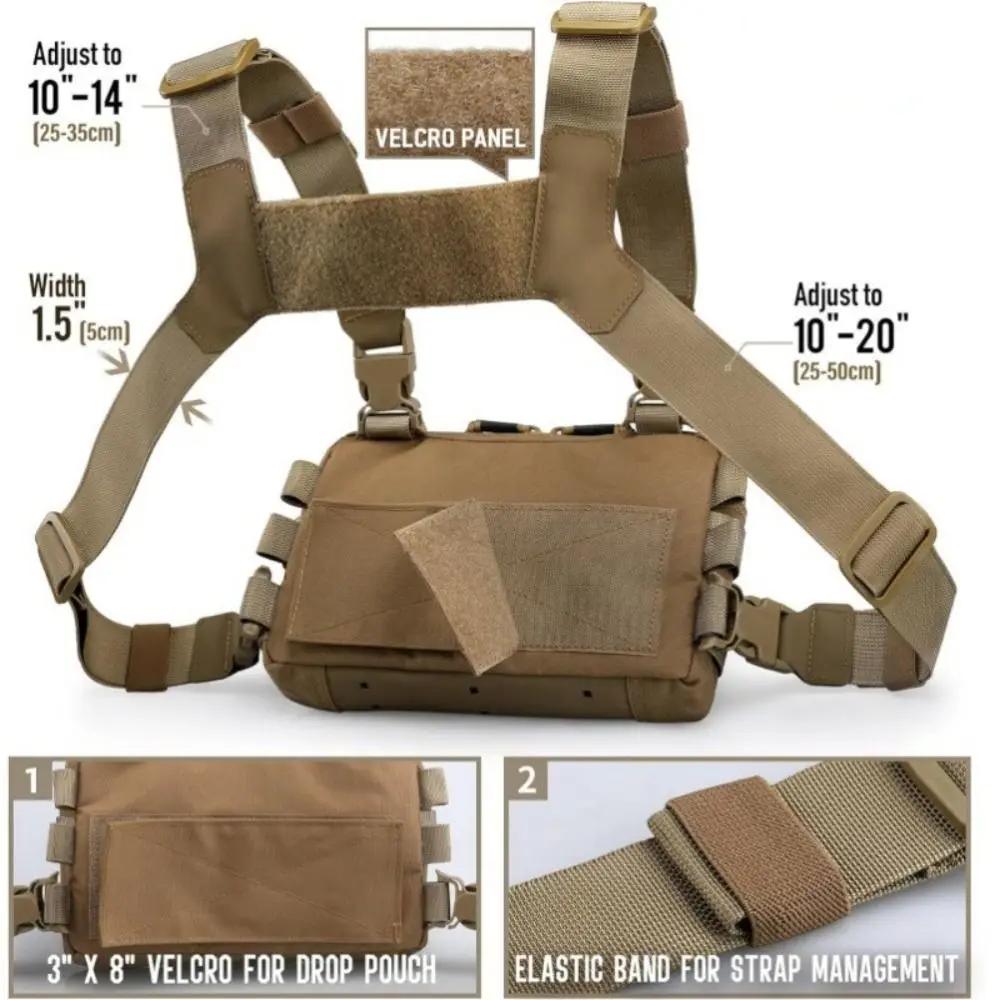 Новая мужская нагрудная сумка из нейлона 1000D EDC, износостойкая, хип-хоп, уличная, рюкзак, множество карманов, нейлоновая дорожная нагрудная сумка, для кемпинга