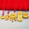 Gold-Plated Baby Longevity Lock Pendant with Hollow Bell – Braided Peace Lock Jewelry for Children