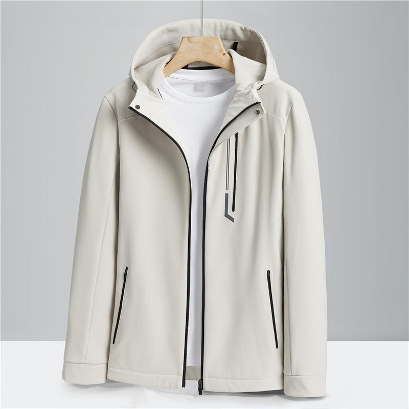 Waterproof and Windproof Soft Shell Hooded Men's Spring and Autumn Thin Single-layer Outdoor Clothing Mountaineering Jacket Trendy Jacket To Keep Warm
