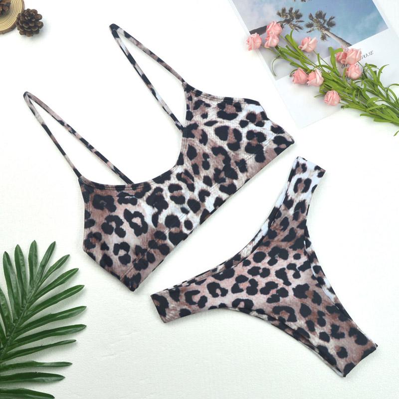 Леопардовый бикини женский купальник пуш-ап женский микро сексуальный комплект бикини стринги купальный костюм
