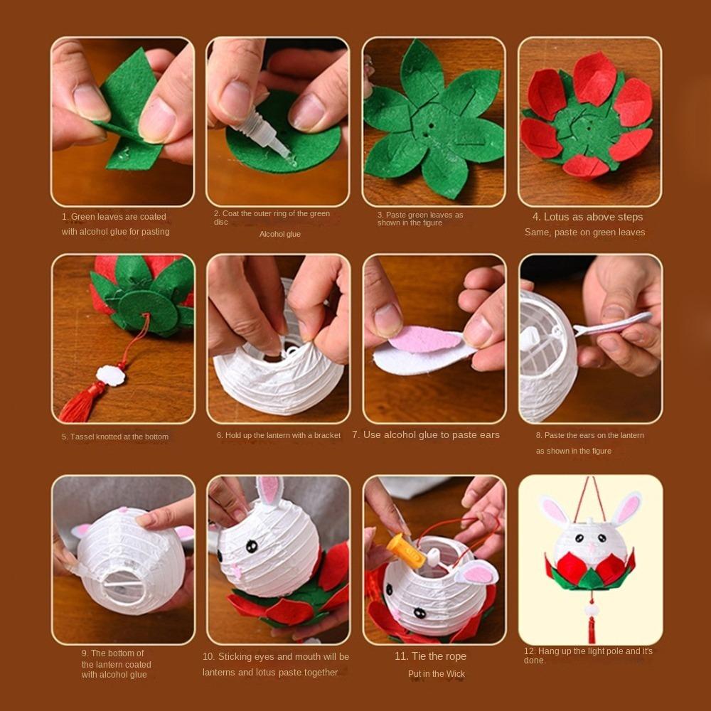 DIY Material Package Lotus Flower Lanterns Glowing Rabbit Lotus Lantern Holiday Decoration