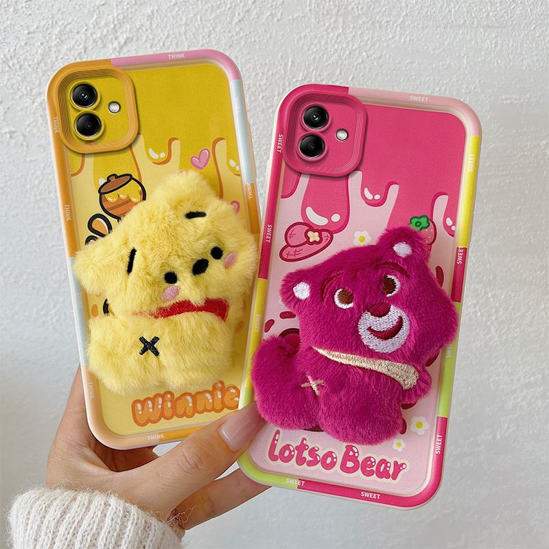 KEYSION Милый 3D мультяшный плюшевый чехол для Samsung A06 4G A05 A04 со шнурком Мягкий силиконовый противоударный чехол для телефона Galaxy A06