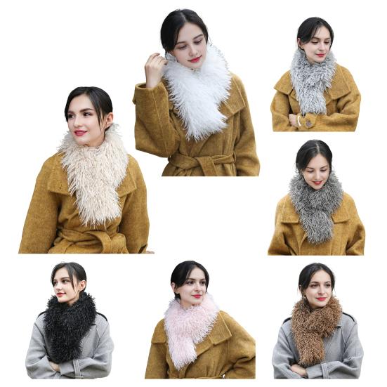 Plush Scarf with Magnetic Design Solid Color Women Thickened Warm Scarf Coat Accessory Daily Commuting Wear