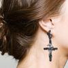 Gothic Cross Raven Punk Earrings Edgy Dark Jewelry Unique Design Ear Studs Alloy Hypoallergenic Ear Jewelry for Women
