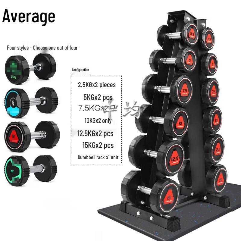 Zhongjun 105KG Rubber-Coated Dumbbell Set with 6-Pair Rack